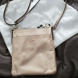 Coach Gold Pebbled Leather Messenger Crossbody Bag